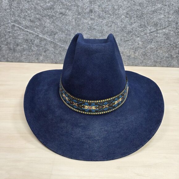 Vintage The Round Up 5X Beaver 5 XXXXX Cowboy Hat Navy Blue Buckle Western‎ - Picture 2 of 12
